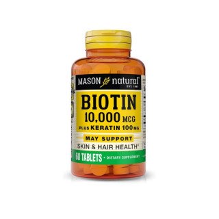 Mason Natural Biotin 10000mcg plus keratin 100mg 60 tablets 1765-60