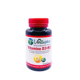 Vertu plus Vitamine D3+K2 50 capsules
